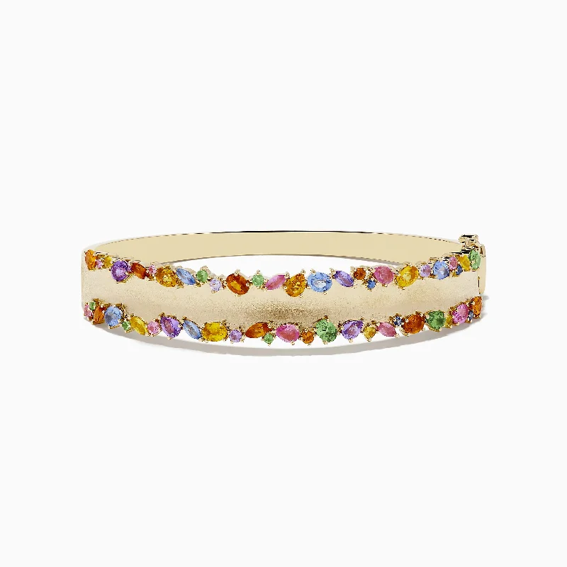 Watercolor 14k Yellow Gold Multi Sapphire Bangle