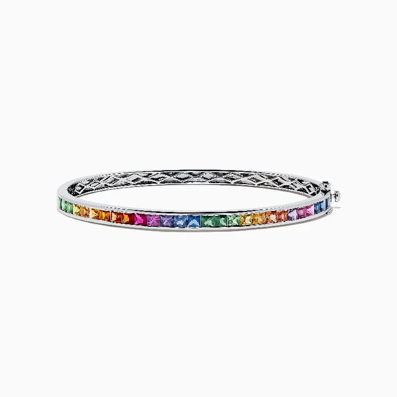 Watercolors 14K White Gold Multi Sapphire Bangle