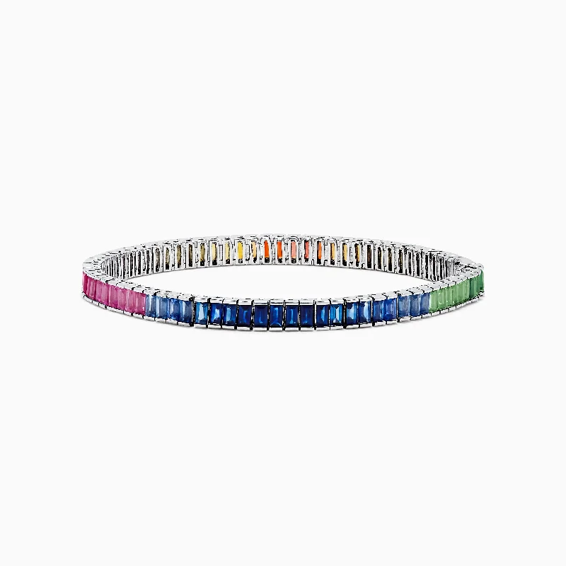 Watercolors 14K White Gold Multi Sapphire Bracelet