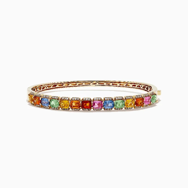 Watercolors 14K Yellow Gold Multi Sapphire and Diamond Bangle