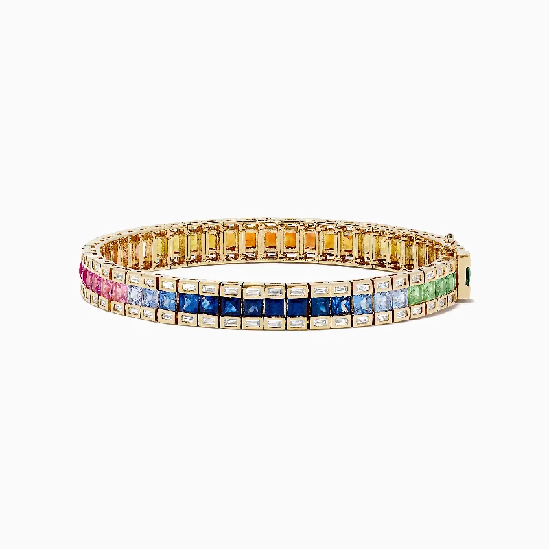 Watercolors 14K Yellow Gold Multi Sapphire and Diamond Bracelet