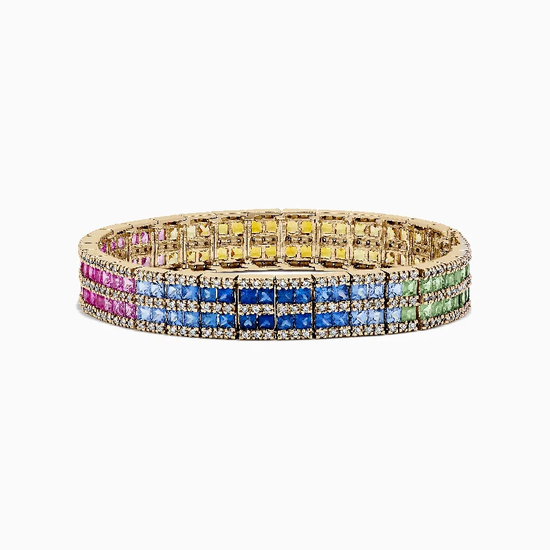 Watercolors 14K Yellow Gold Multi Sapphire and Diamond Bracelet