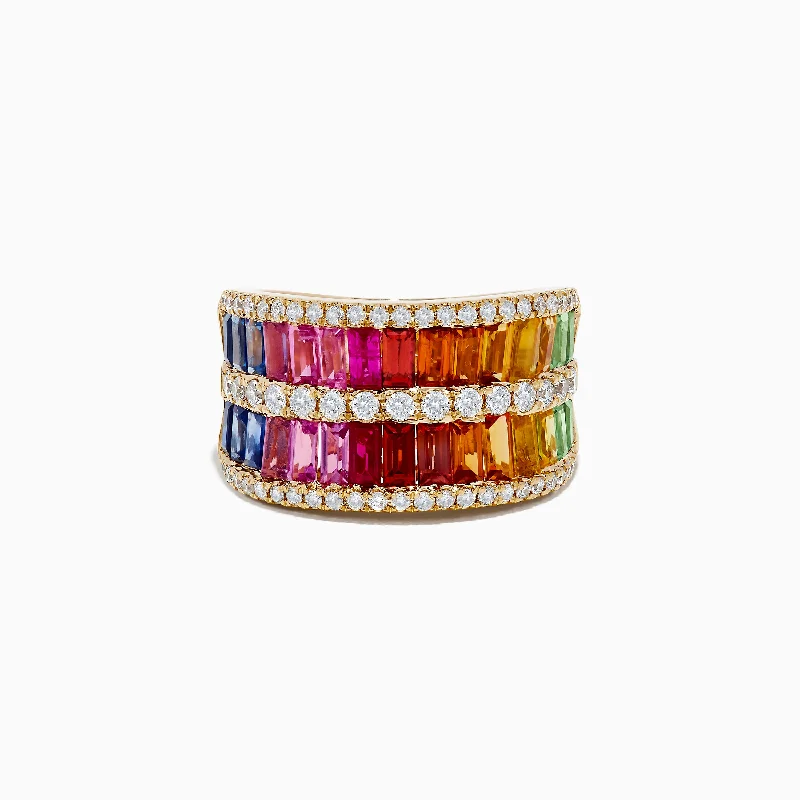 Watercolors 14K Yellow Gold Multi Sapphire and Diamond Ring