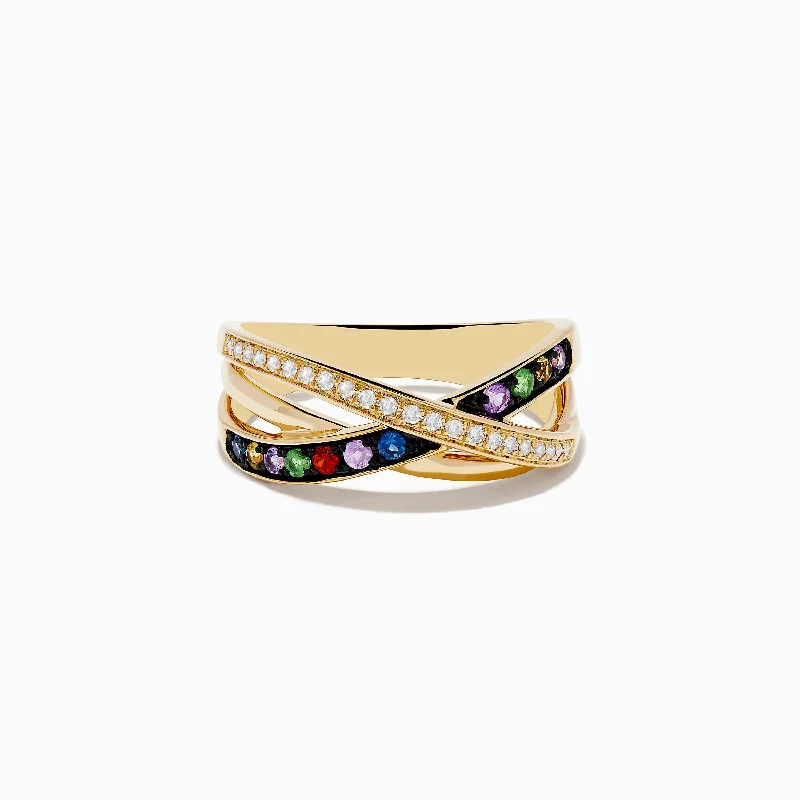 Watercolors 14K Yellow Gold Multi Sapphire and Diamond Ring