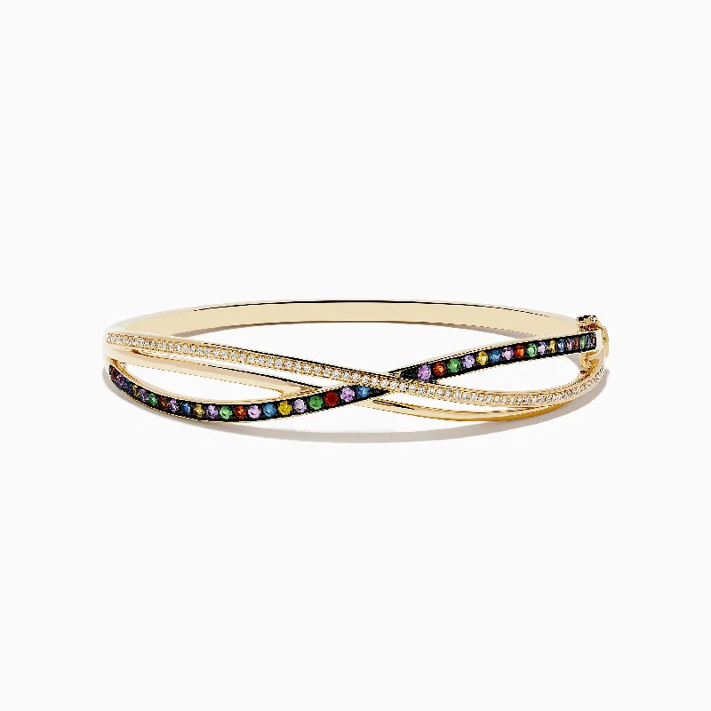 Watercolors 14K Yellow Gold Multi Sapphire Bangle