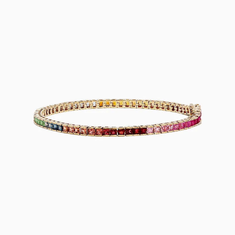 Watercolors 14K Yellow Gold Multi Sapphire Tennis Bracelet