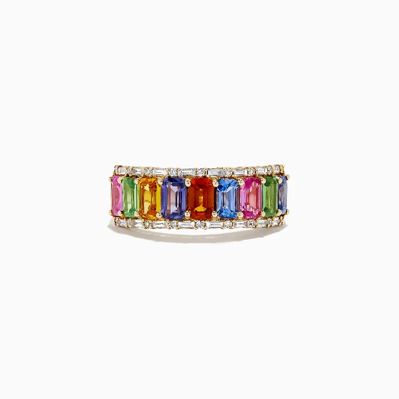 Watercolors 14K Yellow Multi Sapphire and Diamond Ring