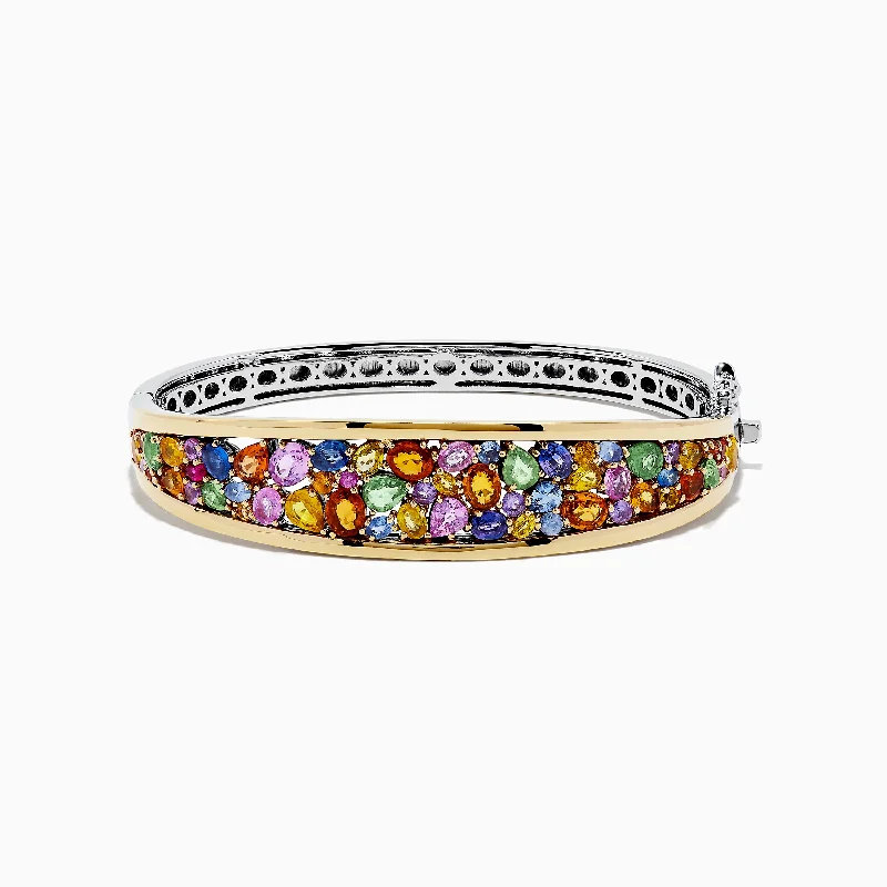 Watercolors Sterling Silver & 18K Gold Multi Sapphire Bangle