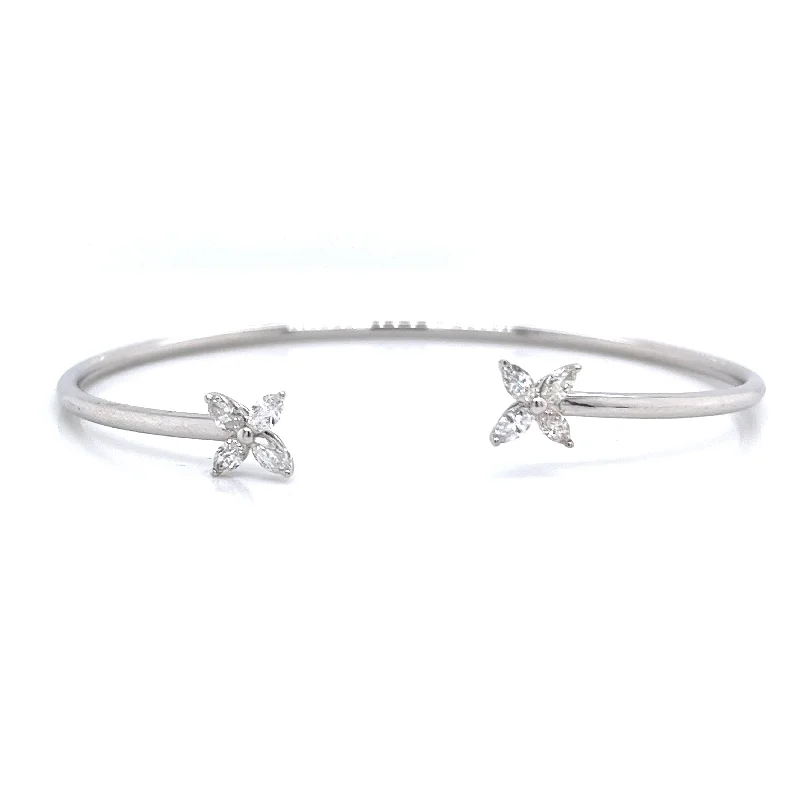 Estate Bangle Diamond Bracelet in 18K White Gold (.50ctw)