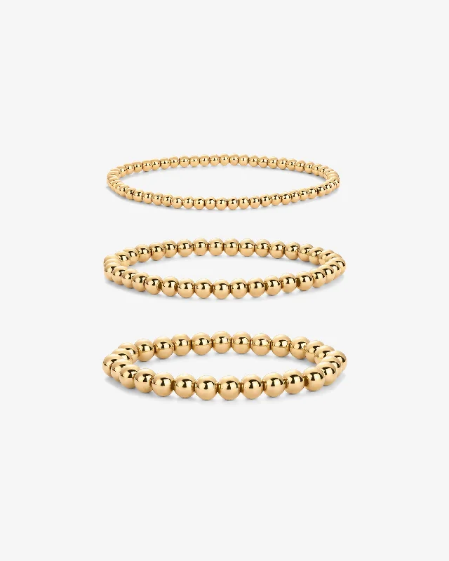 Gold Beaded Bracelet Trio