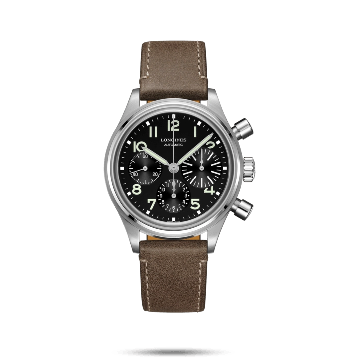 Longines Aviation Bigeye Watch Black Dial Brown Leather 41mm Automatic