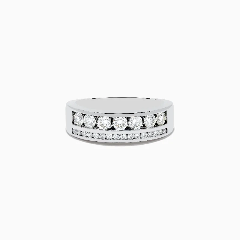 Men's 14K White Gold Diamond Double Channel Set Ring