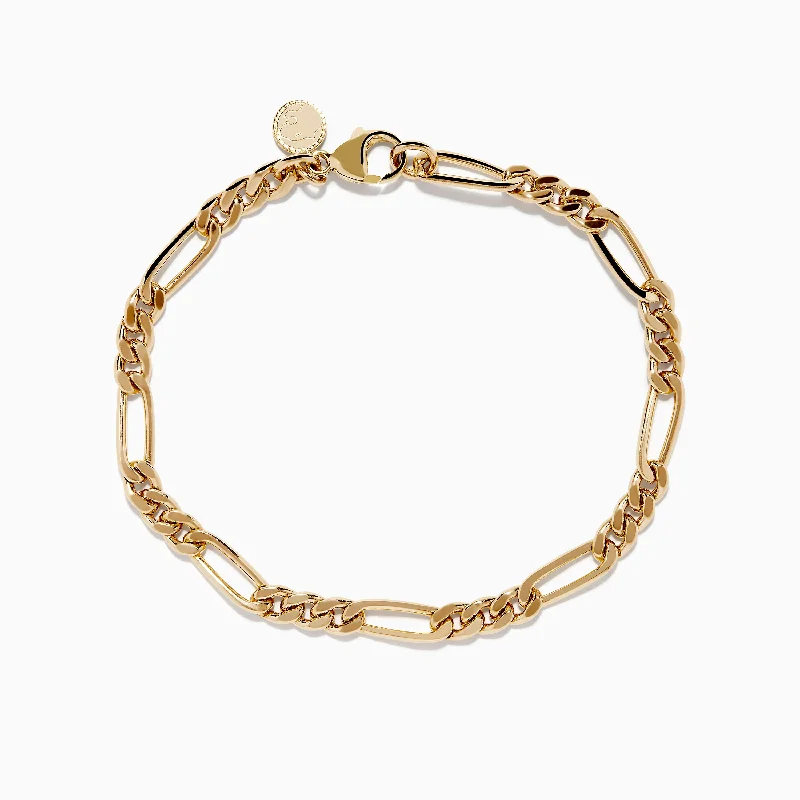 Men's 14K Yellow Gold Figaro Chain Bracelet