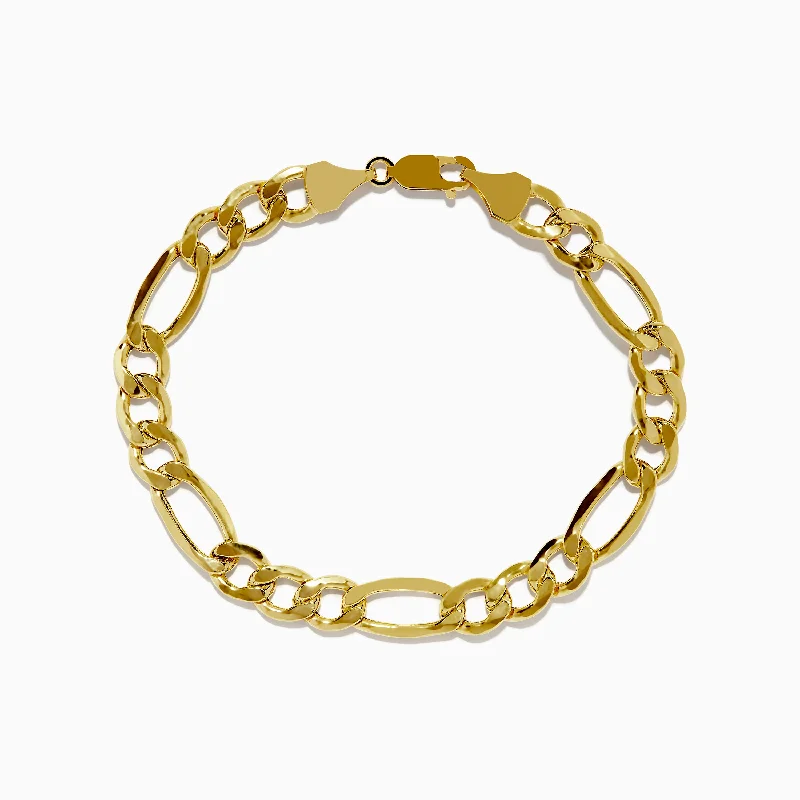 Men's 14K Yellow Gold Figaro Chain Link Bracelet 9"