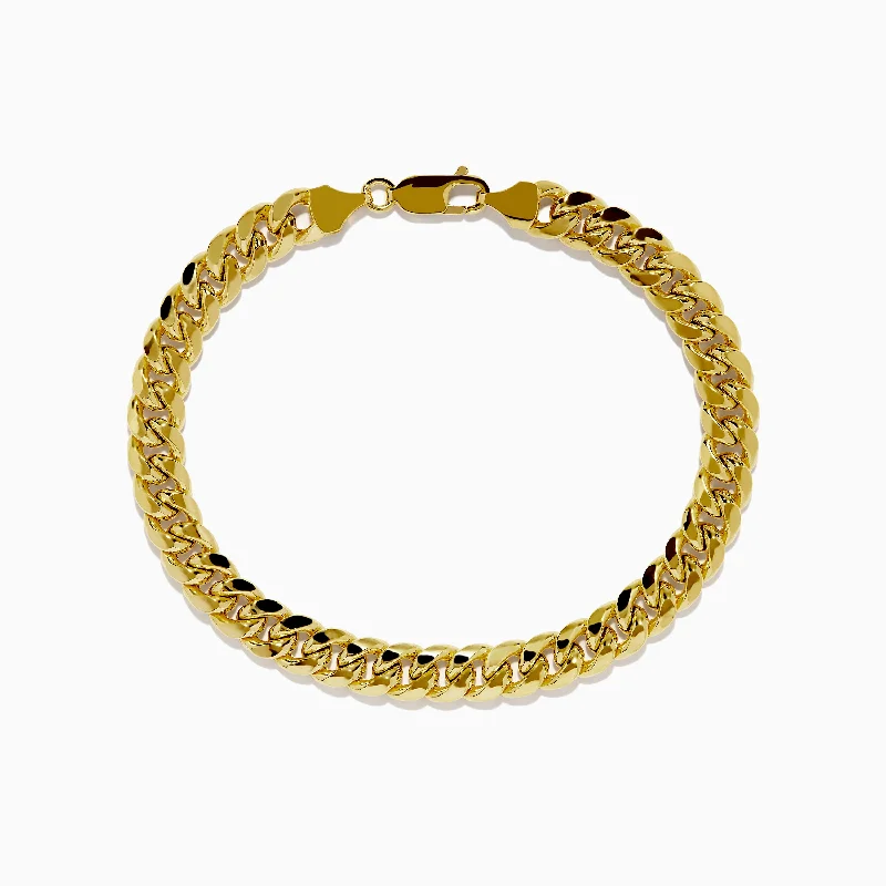 Men's 14K Yellow Gold Hollow Curb Chain Link Bracelet 8.5"