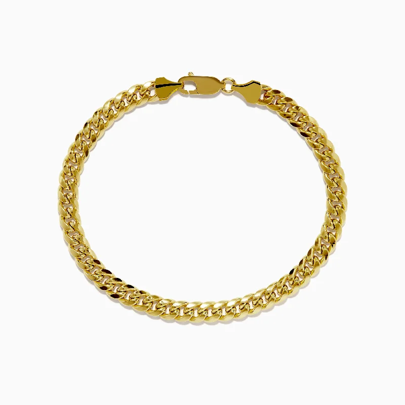 Men's 14K Yellow Gold Hollow Curb Chain Link Bracelet 8 3/4"