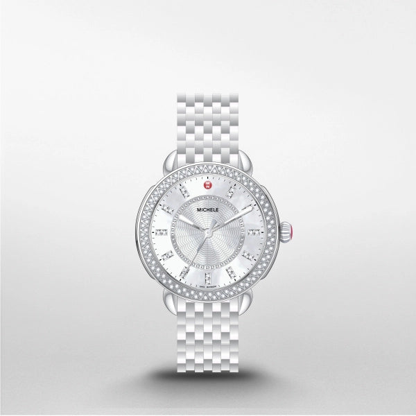 Michele Sidney Classic Watch White MOP Diamonds 33mm Quartz