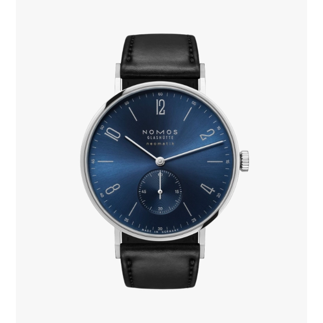 Nomos Tangente Neomatik 39 Blue Gold Dial Steel Case Leather Strap 39mm