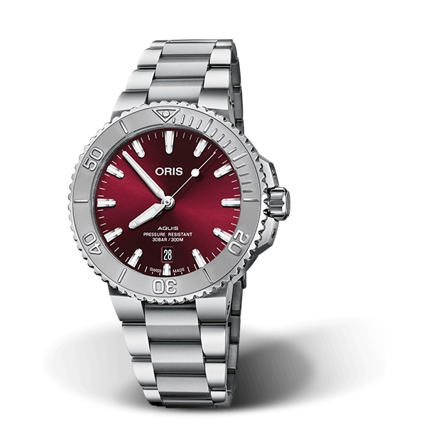 Oris Aquis Date Relief Stainless Steel Red Dial 41.5mm Automatic