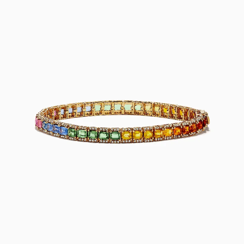 Watercolors 14K Yellow Gold Multi Sapphire and Diamond Bracelet