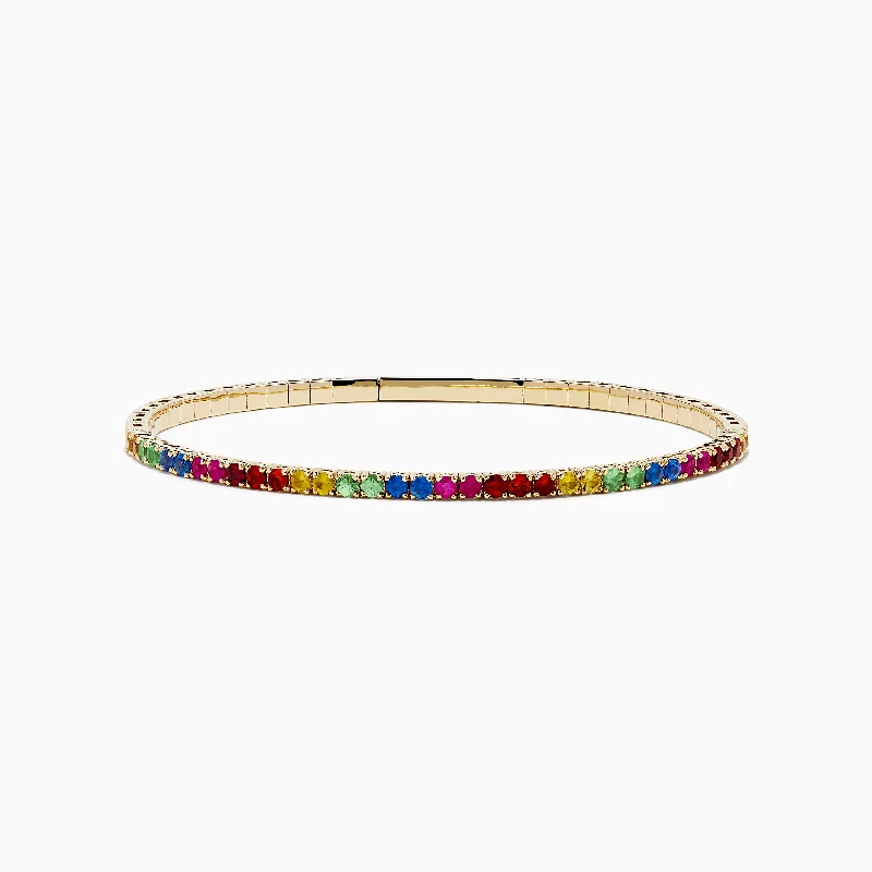 Watercolors 14K Yellow Gold Multi Sapphire Bangle