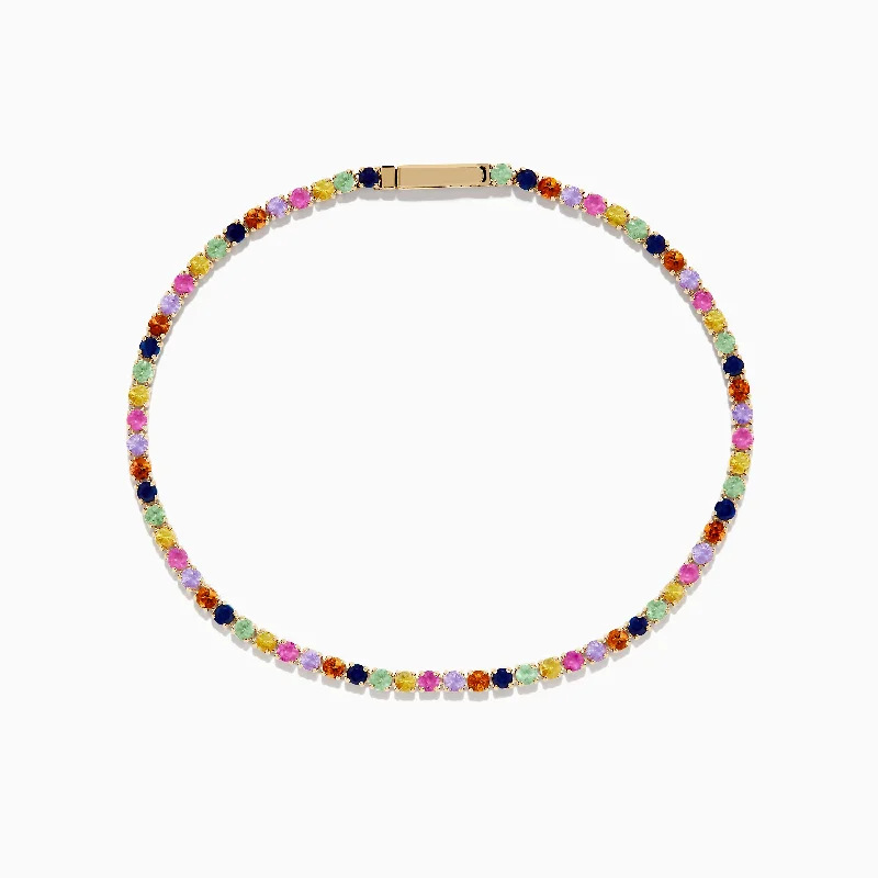 Watercolors 14K Yellow Gold Multi Sapphire Tennis Bracelet