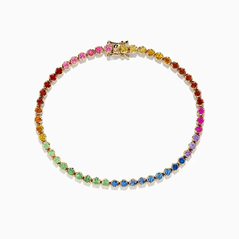 Watercolors 14K Yellow Gold Multi Sapphire Tennis Bracelet