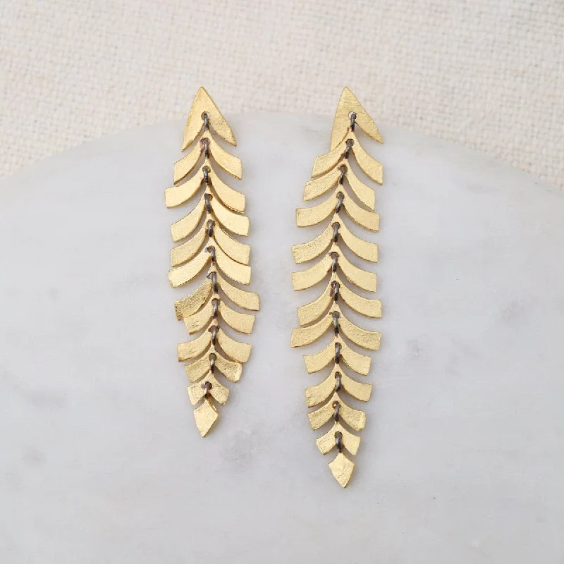 Gold Leaf with Dark Rhodium Center Earrings