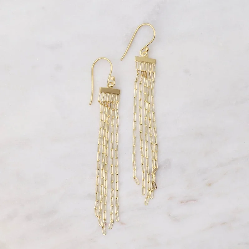 Five Long Link Chains Earrings