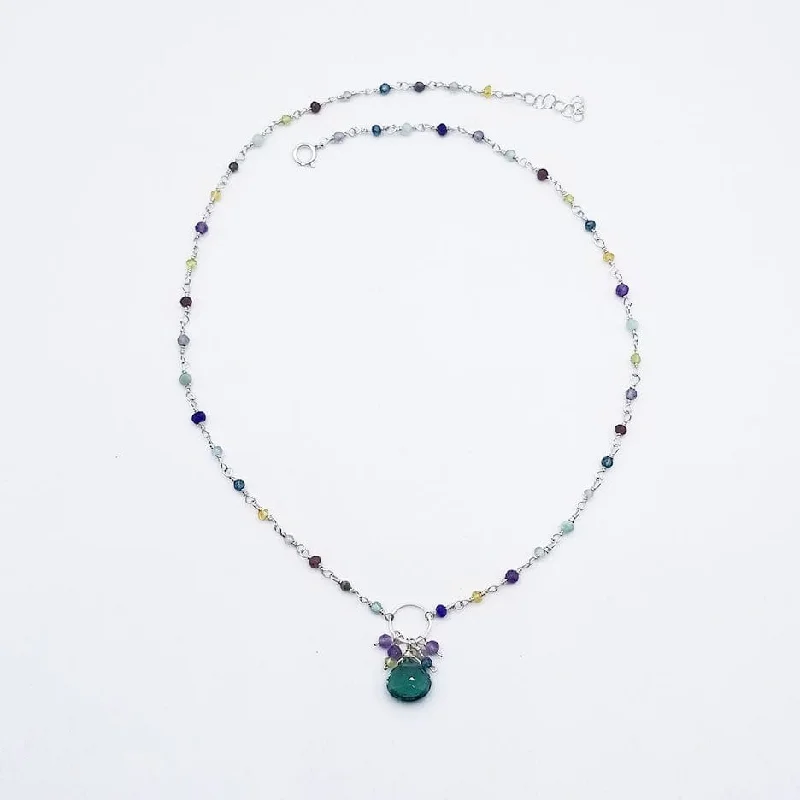 Semi-Precious Bead Chain Necklace with Green Quartz