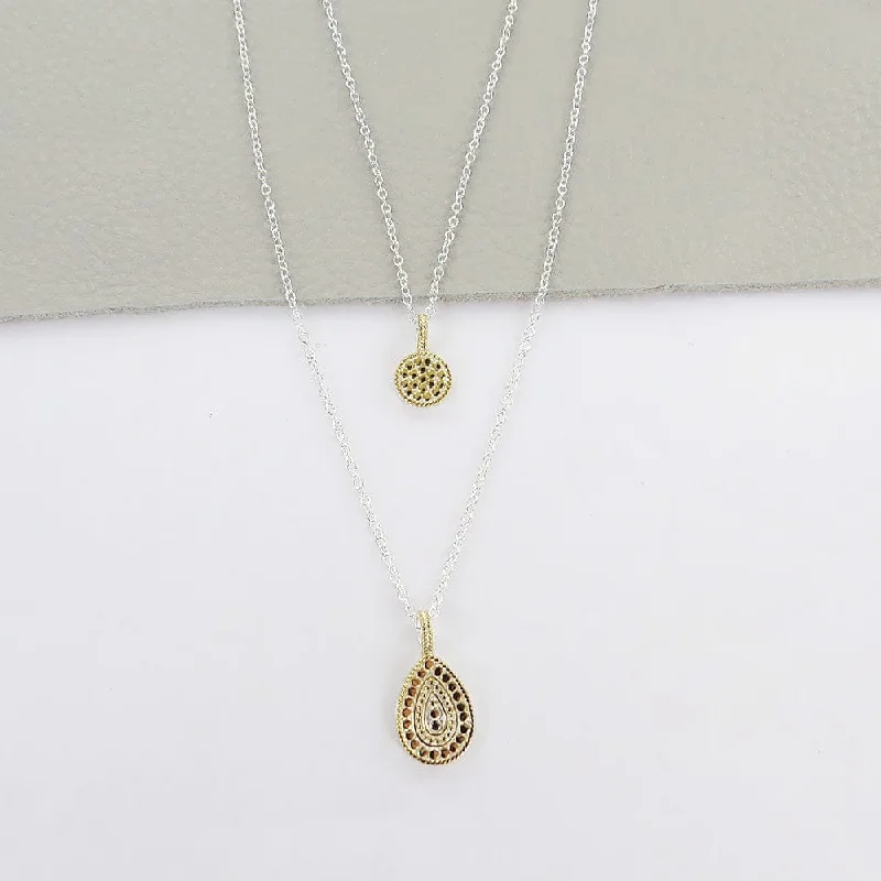 PETITE DISC AND TEARDROP DOUBLE REVERSABLE NECKLAC