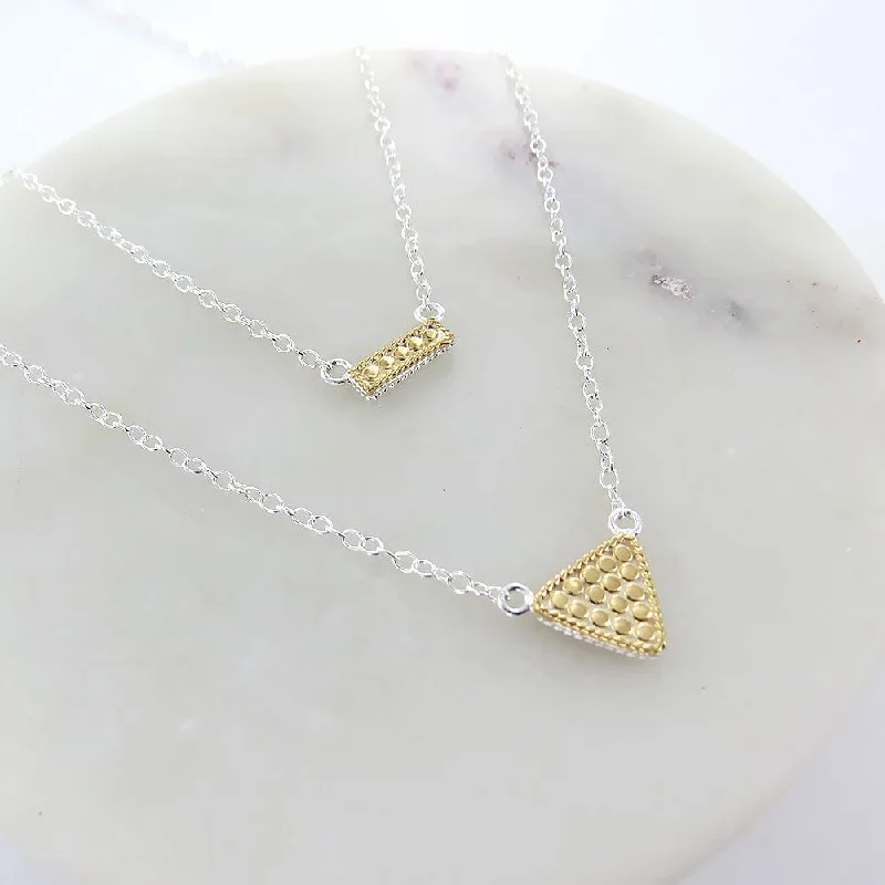 PETITE BAR AND TRIANGLE DOUBLE REVERSABLE NECKLACE