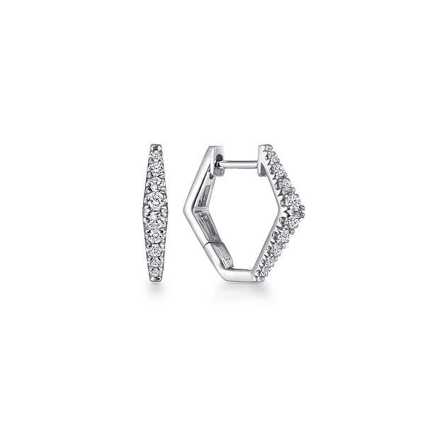 14K White Gold Diamond Huggie Earrings