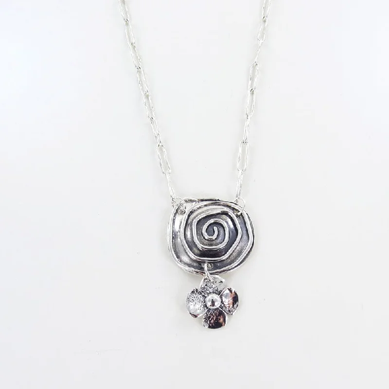 Spiral & Jenna Flower Necklace