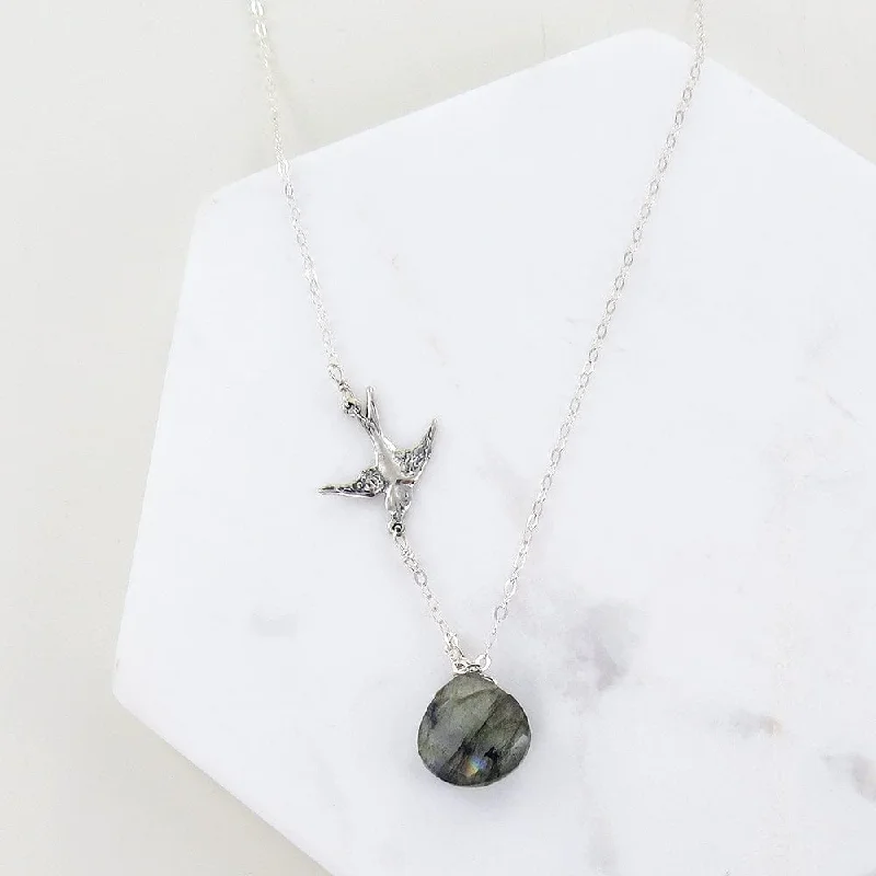 LABRADORITE AND BIRD NECKLACE