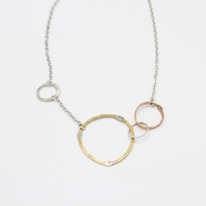 Mixed Metal Random Circles Necklace