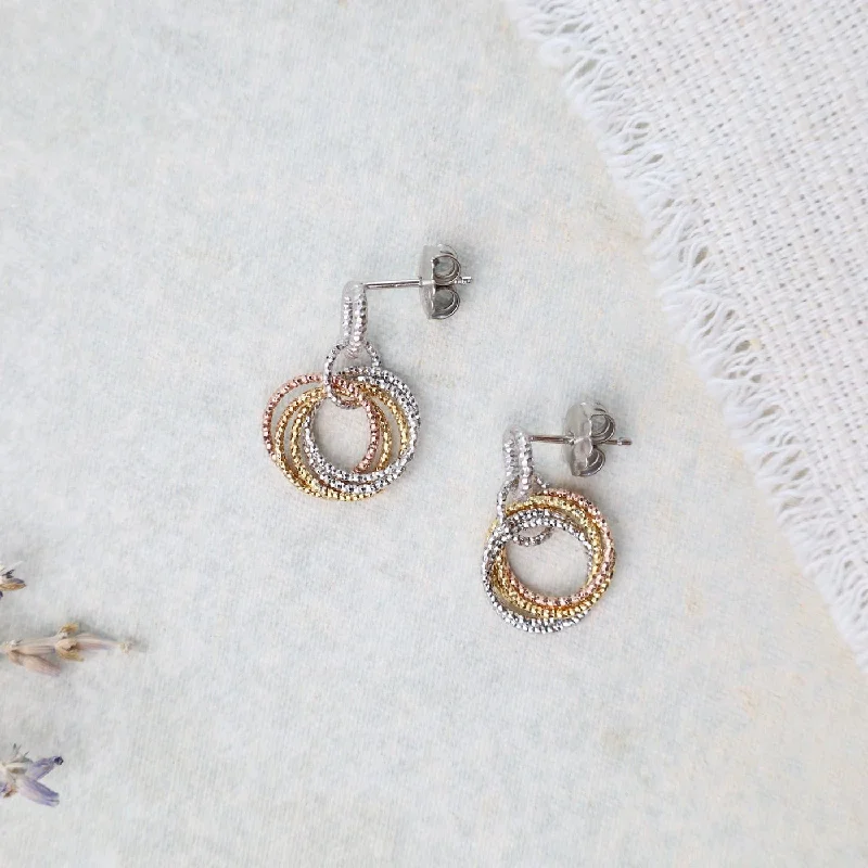 Sterling Silver, Yellow, & Rose Gold Plated Ysa Earrings