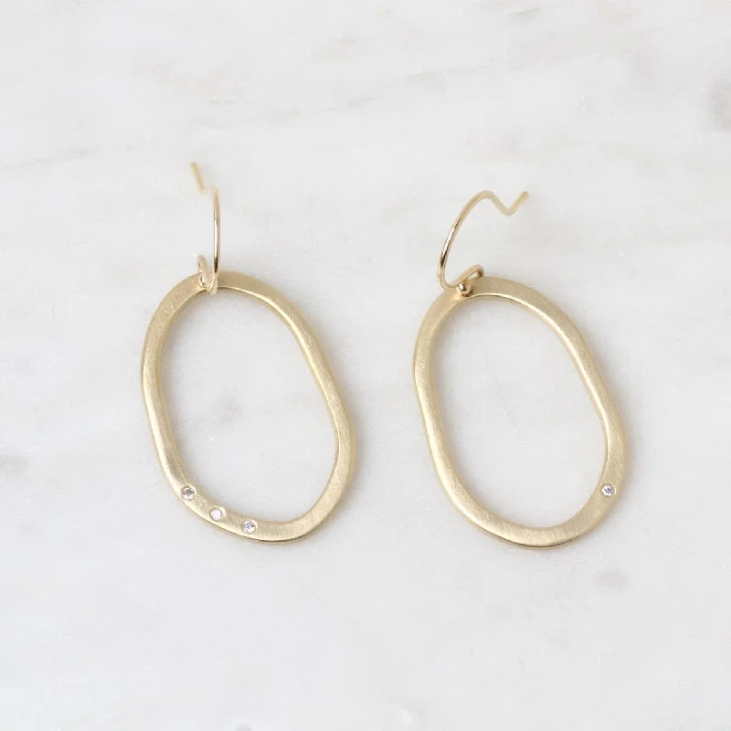 Small Diamond Pebble Earrings - 10k Yellow Gold