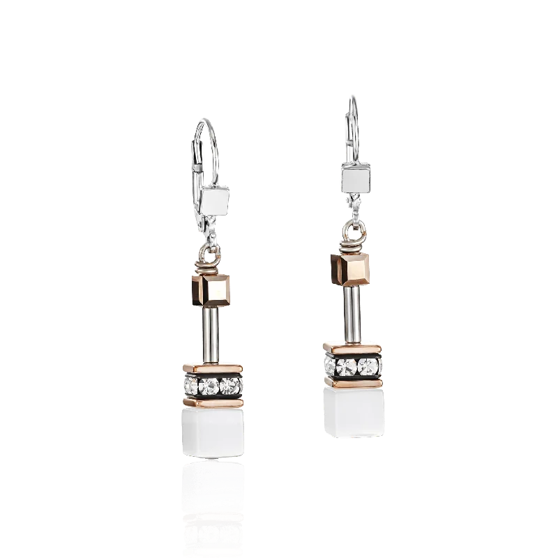 White GeoCube Earrings