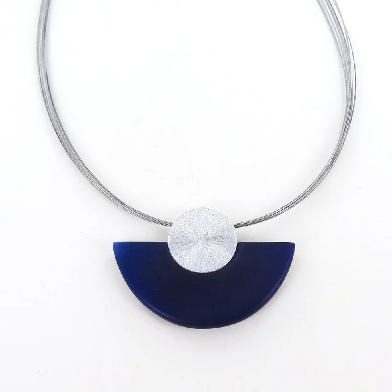 STAR SAPPHIRE BLUE HALF MOON NECKLACE