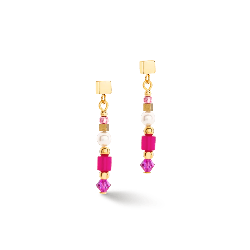 Magenta Square Earrings