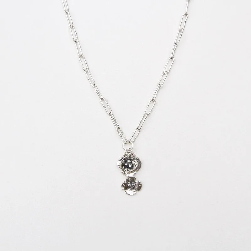 Double Dogwood Drop on Oval Chain Necklace