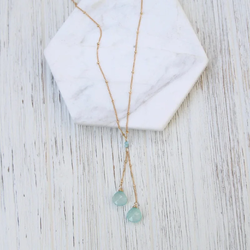 Chalcedony Double Drop Necklace