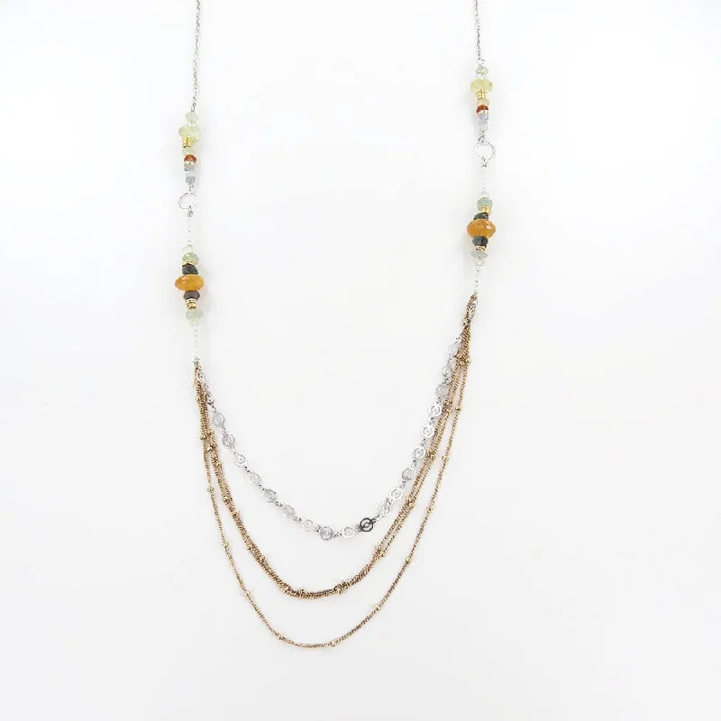 LONG HESSONITE MIX NECKLACE