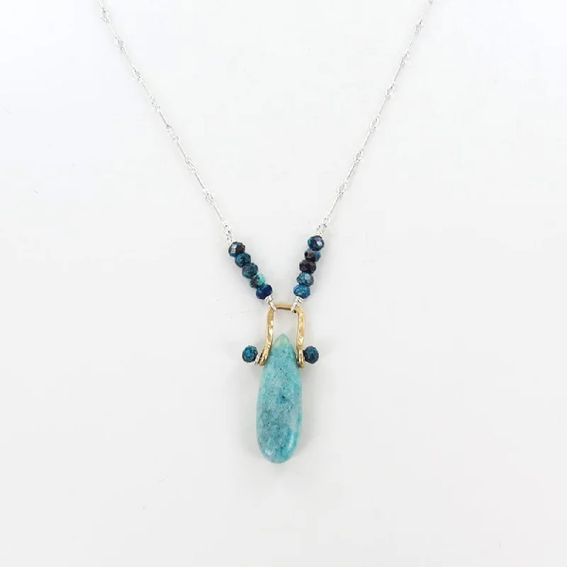 AMAZONITE AND CHRYSOCOLLA DROP NECKLACE