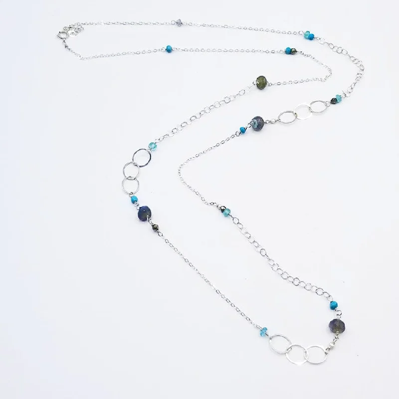 Stone Mix Long Chain Necklace