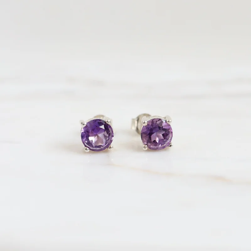 5mm Prong Set Round Amethyst Earring