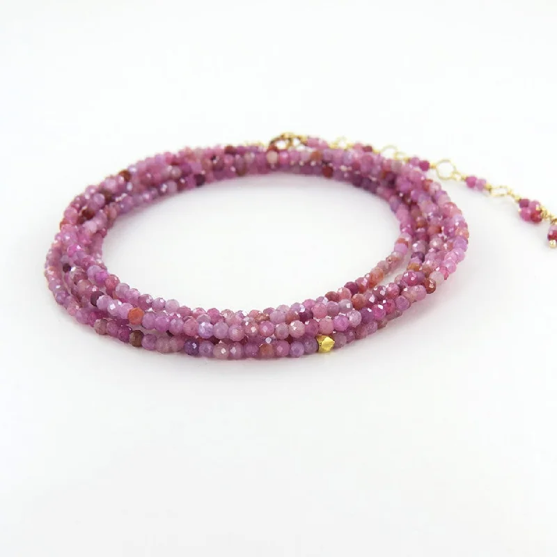 Multi Pink Ruby Wrap Bracelet & Necklace