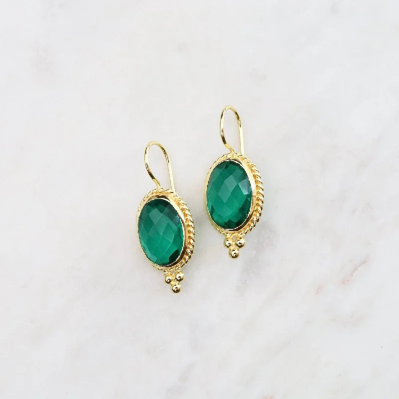 Boho Earrings Gold with Green Tourmaline