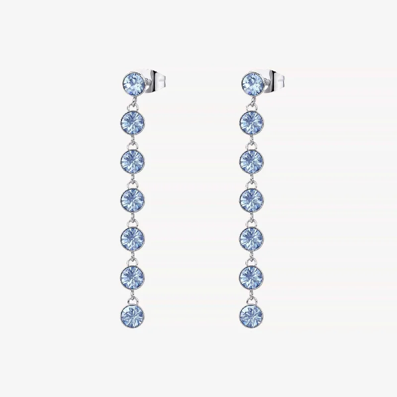 Stainless Steel  Earrings with Sapphire Crystals